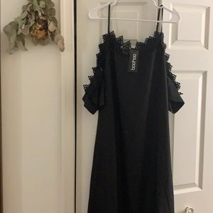 NWT boohoo off the shoulder black maxi